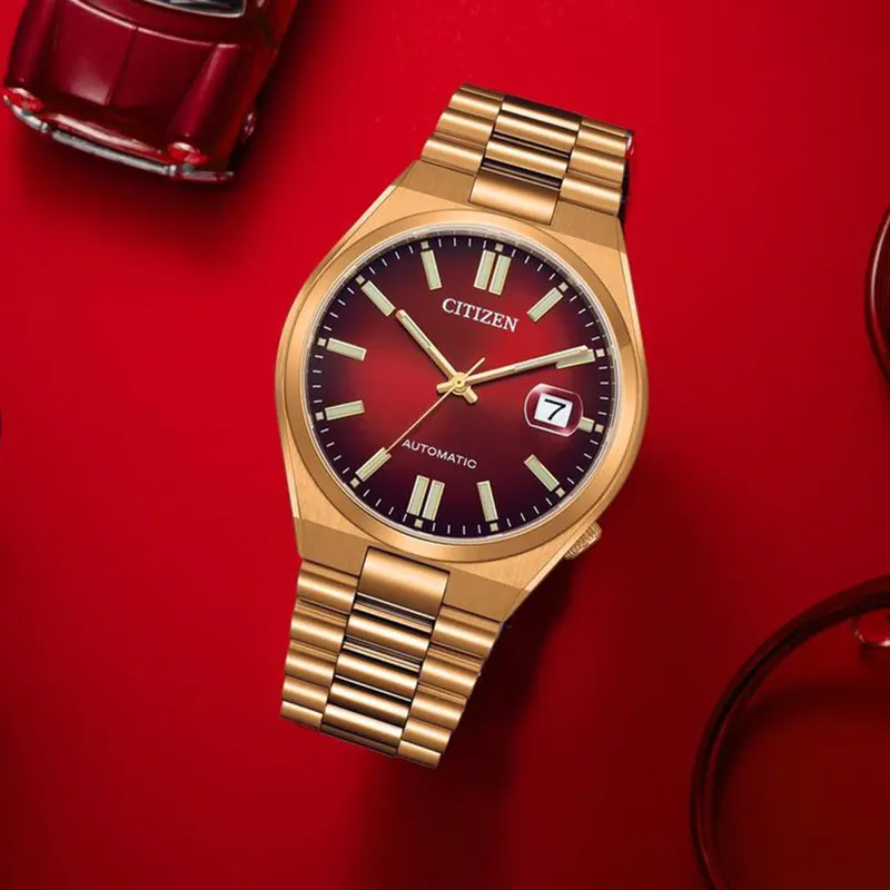 Citizen Tsuyosa Red Dial Rose Gold-tone Men’s Watch- NJ0153-82X